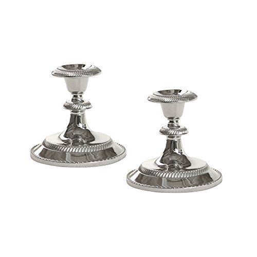 Ivy Lane Design Beaded Taper Candle Holders, Chrome-Plated, Set of 2