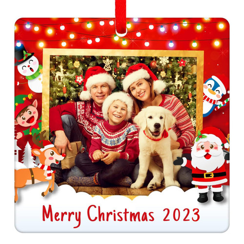 SICOHOME Christmas Photo Frame Ornament 2023 Personalized Picture Frame Christmas Ornaments Family Picture Frame Ornament for Christmas Tree Decorations Christmas Keepsake Gifts for Family Friends
