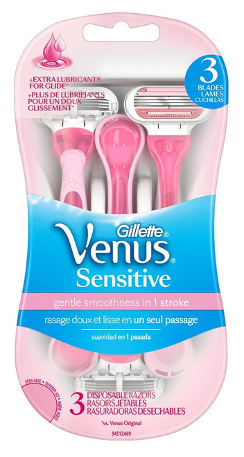 Gillette Womens Venus Sensitive 3-Disposable Razors,3 Count(Pack of 1)