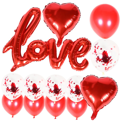BESTOYARD 1 Set Valentines Day Party Decorations Party Decorative Balloon Engagement Balloons Foil Heart Balloon Red Latex Balloons Wedding Party Balloons Conjoined Aluminum Film Big Balloon