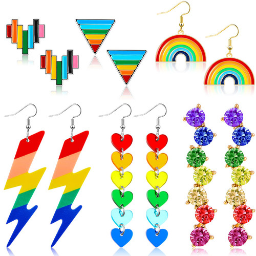 6 Pairs Rainbow Earrings Pride Earrings Rainbow Mesh Drop Clip On Earrings Lightweight Chain Rainbow Earrings Love Wins Dangle Post Earrings Round Heart Rainbow Drop Earrings for Women (Cute Style) 6 Pairs Rainbow Earrings Pride Earrings Rainbow Mesh Drop Clip On Earrings Lightweight Chain Rainbow Earrings Love Wins Dangle Post Earrings Round Heart Rainbow Drop Earrings for Women (Cute Style)
