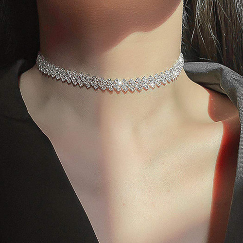 JEAIRTS Rhinestone Choker Necklace Silver Diamond Row Necklaces Sparkly Crystal Necklace Chain Jewerly Fashion Minimalist Party Prom Accessories for Women and Girls (Style 1) JEAIRTS Rhinestone Choker Necklace Silver Diamond Row Necklaces Sparkly Crystal Necklace Chain Jewerly Fashion Minimalist Party Prom Accessories for Women and Girls (Style 1)