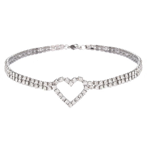 EVAZEN Rhinestone Choker Necklace Silver Heart Chokers Necklaces Sparkly Tennis Chain Party Prom Neck Jewelry for Women EVAZEN Rhinestone Choker Necklace Silver Heart Chokers Necklaces Sparkly Tennis Chain Party Prom Neck Jewelry for Women