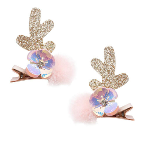 BESTOYARD Flower Hair Accessories 1 Pair Reindeer Antler Hair Clips Sequins Flower Pompom Hair Barrettes for Xmas Holiday Party Hair Accessories Favor () Christmas Gifts