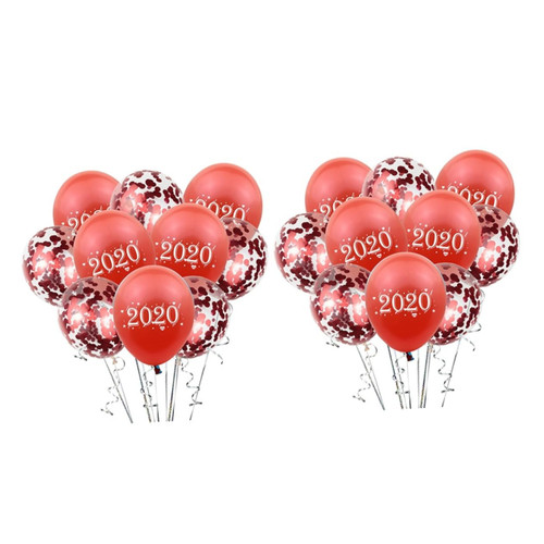 OHPHCALL 20pcs 12 2020 Confetti balloons balloon new year confetti latex balloons red latex balloons 2020 new year party supplies new year number balloon happy ribbon New Year's Eve