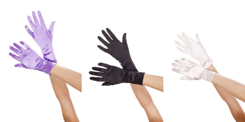 MUSIC LEGS Women's Wrist Length Satin Gloves, Black, One Size
