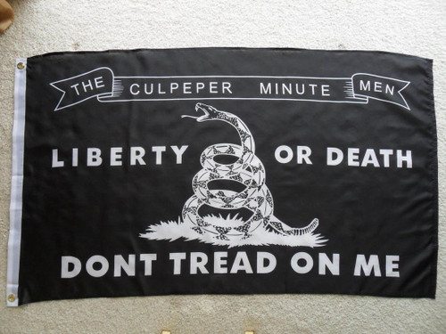 3X5'' Culpeper Minute Men Liberty Or Death Don'T Tread On Me Tea Party Flag Black