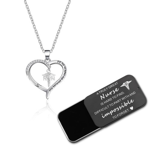 ENSIANTH Nurse Gift RN Charm Jewelry Registered Nurse Gift Nurse Graduation Gift Nursing School Gift (B RN Necklace)