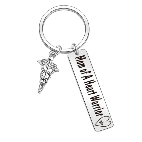 ORZOESD Heart Warrior Mom Keychain Heart Disease Jewelry Heart Warrior Jewelry CHD Awareness Gift Heart Defect Recovery Jewelry Congenital Defect Awareness Keychain Cardiac Doctor Gift