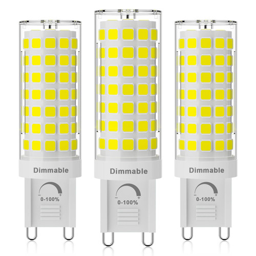 SNBIHIBE G9 LED Light Bulbs 6W Dimmable,120V 50W 60 Watt T4 G9 Bi-pin Base Halogen Bulb Equivalent,600LM 5000K Daylight White,No Flicker for Chandelier Light,Bathroom,Home Lighting 3pcs