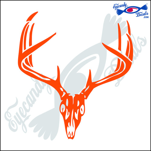 Eyecandy Decals Deer Skull 1 6" Decal Sticker Orange