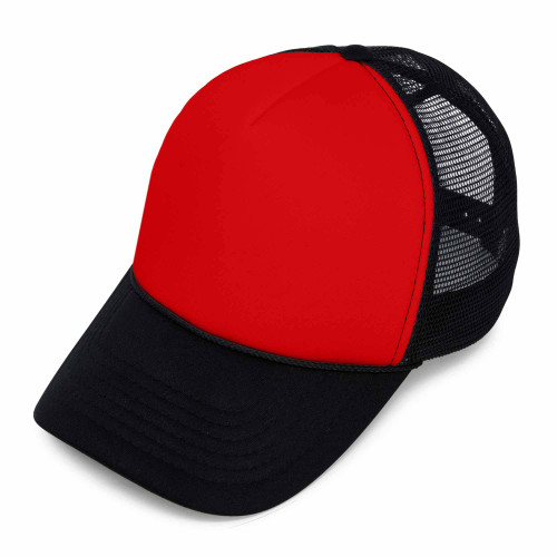 DALIX Trucker Hat Two Toned Mesh Cap in Black and Red