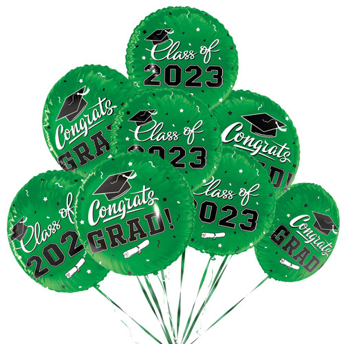 Graduation Party Decorations, Congrats Grad Balloons for 2023 Graduation Party Supplies,12 pcs Class Green Balloons, 17 Inch