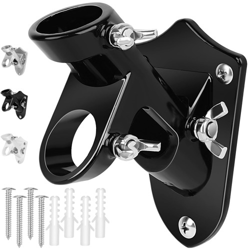 Flag Pole Holder, Outside House Flag Pole Bracket, Heavy Duty Metal Flag Mount, Aluminum Alloy Mounting Brackets, Outdoor Flag Holder- Strong Rust Free, Dual Position 1 inch Black