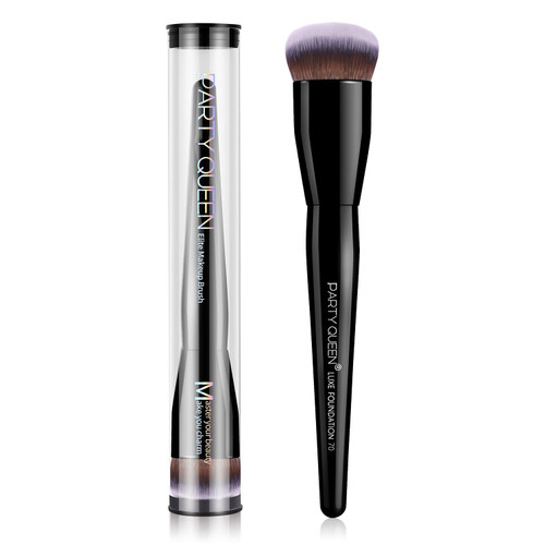 Party Queen Foundation Makeup Brush for Liquid Flawless Full Coverage Blending Buffing Complexion Base Corrector Powder Contour Pro Make Up Tools with Soft Short Densely Bristles