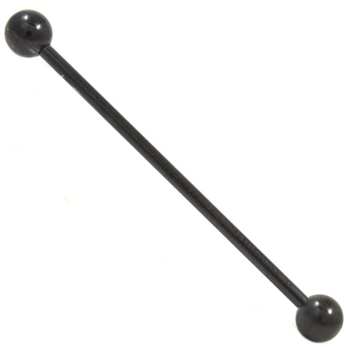 BYB Barbells Black Titanium Plated Industrial Barbell Straight Piercing Bar 14G 1 1/2"