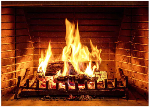 Ladvis 5x3ft Fireplace Burning Firewood Backdrop Christmas Fireplace Backdrop Xmas Background for Winter Holiday Family Party Interior Decorations Festival Banner Photography Photo Studio Propss