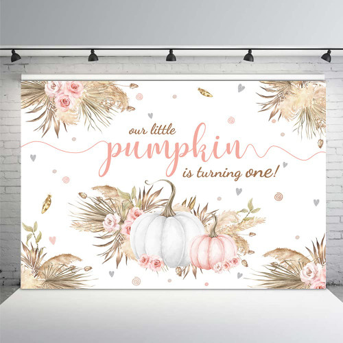 MEHOFOND 7x5ft Fall Pumpkin 1st Birthday Backdrop Boho Pink Floral Our Little Pumpkin is Turning One Banner Fall Autumn First Birthday Photography Background Cake Table Smash Photo Props MEHOFOND 7x5ft Fall Pumpkin 1st Birthday Backdrop Boho Pink Floral Our Little Pumpkin is Turning One Banner Fall Autumn First Birthday Photography Background Cake Table Smash Photo Props
