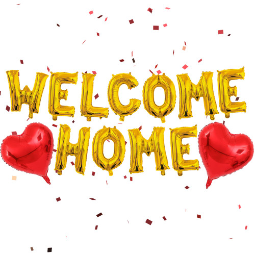 Golden Welcome Home Banner Balloon-13 Pieces Welcome Home Decorations Include Welcome Home Letter Balloon Banner, Red Love Balloon, Welcome Home Sign Balloon Welcome Home Balloons