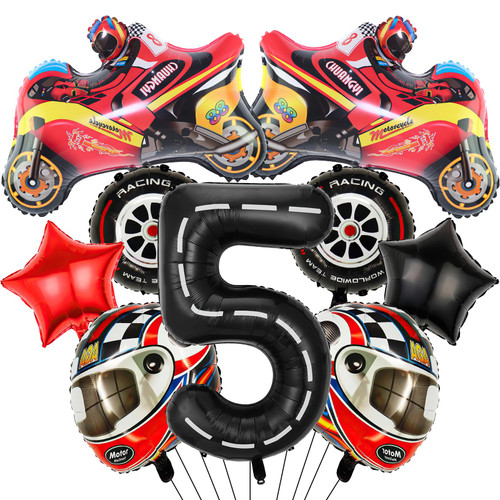 9Pcs Race Car Party Decorations, Motor Balloons Helmet Balloons Race Car Wheel Tire Birthday Number Foil Balloons for Boys Dirt Bike 5th Birthday Themed Party Supplies 9Pcs Race Car Party Decorations, Motor Balloons Helmet Balloons Race Car Wheel Tire Birthday Number Foil Balloons for Boys Dirt Bike 5th Birthday Themed Party Supplies