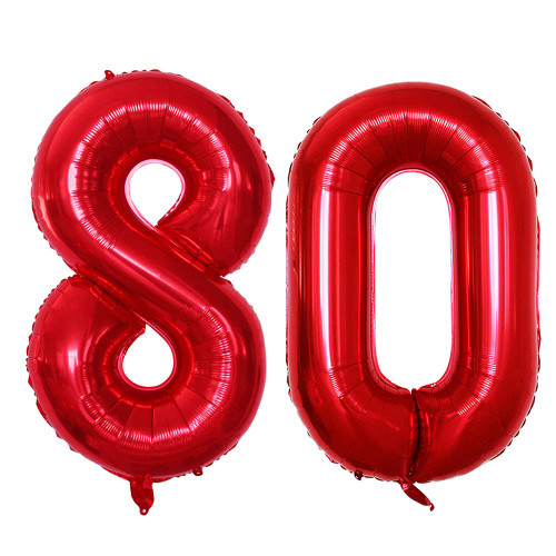 GOER 42 Inch Red 80 Number Balloons for 80th Birthday Party Decorations 80th Anniversary Party Supplies