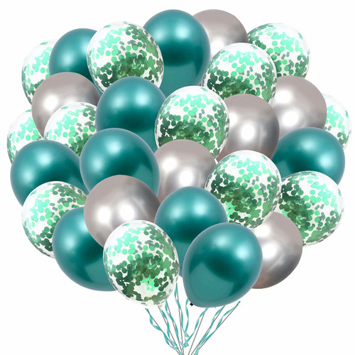 Green Balloons and Silver Balloons, 60Pcs Green Balloons Confetti Balloon 12 Inch Latex Balloons Dark Green Balloons Party Balloons for Wedding Birthday Baby Shower Anniversary Party Decorations Green Balloons and Silver Balloons, 60Pcs Green Balloons Confetti Balloon 12 Inch Latex Balloons Dark Green Balloons Party Balloons for Wedding Birthday Baby Shower Anniversary Party Decorations