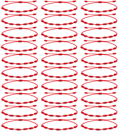 WAINIS 30pcs String Bracelets Lucky Friendship Cord Bracelet Adjustable Handmade Red 7 Knots Rope Bracelet Kabbalah Amulet for Protection Good Luck WAINIS 30pcs String Bracelets Lucky Friendship Cord Bracelet Adjustable Handmade Red 7 Knots Rope Bracelet Kabbalah Amulet for Protection Good Luck