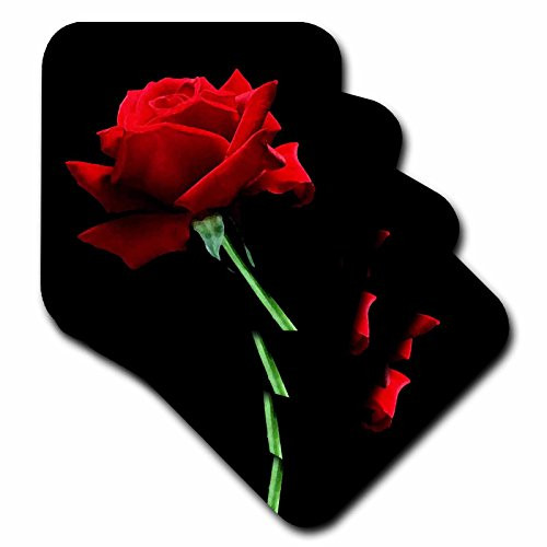 3dRose cst_3651_4 Red Rose Ceramic Tile Coasters, Set of 8