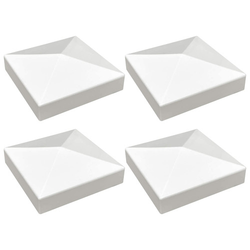 4 Packs 3.5inch Vinyl Pyramid Style Fence Post Cap/Vinyl Post Caps Perfect for 3.5" x 3.5" Vinyl Fence Post - White PVC/Vinyl Fence Post Cap