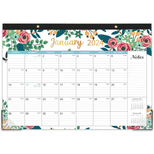 2024 Desk Calendar - 12 Monthly Desk/Wall Calendar 2-in-1, January 2024 - December 2024, 16.8" x 12", Thick Paper with Corner Protectors, Large Ruled Blocks - Floral 2024 Desk Calendar - 12 Monthly Desk/Wall Calendar 2-in-1, January 2024 - December 2024, 16.8" x 12", Thick Paper with Corner Protectors, Large Ruled Blocks - Floral