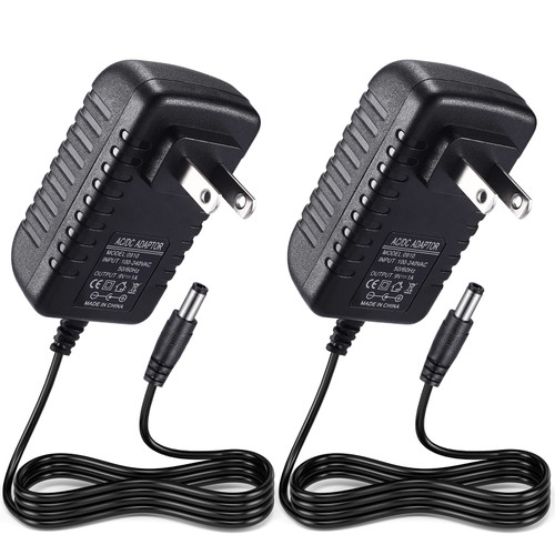 TOBWOLF 2PCS 9V 1A Power Supply Adapter, 9W AC 100V-240V to DC 9V 1A Universal Switching Transformer, 9V 1A Switching Adapter AC to DC Converter for MP3, MP4, Routers, 5.5mm x 2.5mm Plug