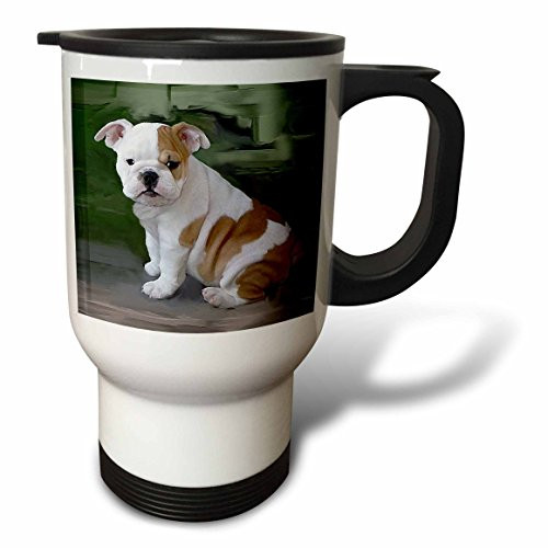 3dRose British Bulldog Puppy Stainless Steel Travel Mug, 14-Ounce