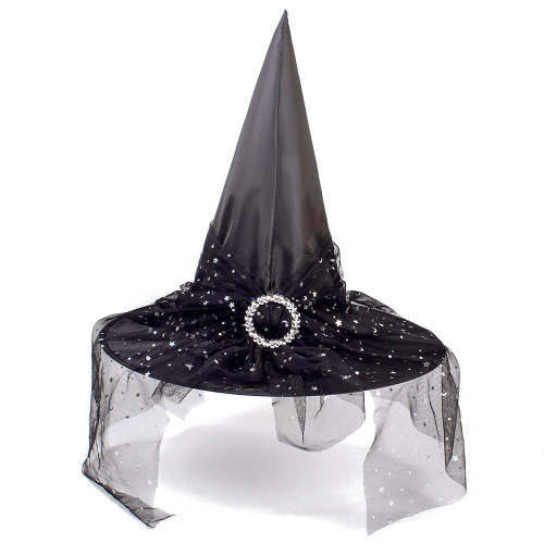 Norine Witch Hat for Halloween & Costume Party Lace Wizard Hats for Women Halloween Cosplay