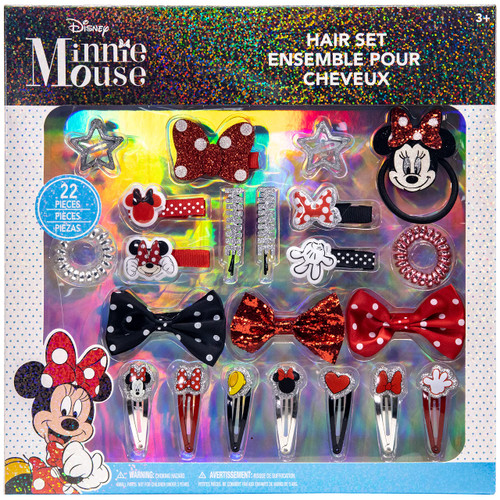 Disney Minnie Mouse - Townley Girl Hair Accessories Kit Gift Set for Girls Ages 3+. Includes 22 Pieces of Hair Accessories Such as Hair Bow, Hair Pins and More, Perfect for Parties & Makeovers.