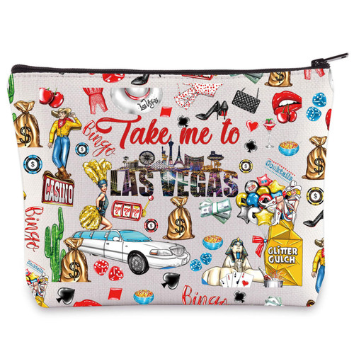 WZMPA Las Vegas Travel Cosmetic Bag Las Vegas Trip Gifts Take Me To Las Vegas Casino Makeup Zipper Pouch Bag Las Vegas City Merchandise (To Las Vegas)