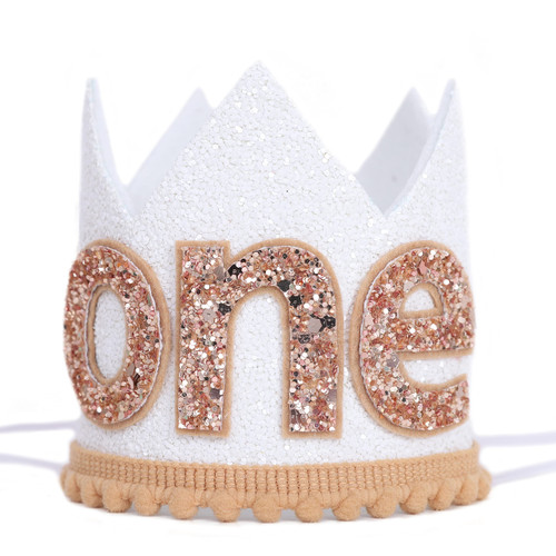 TUTOTU 1st Birthday Crown - 1st Birthday Party Decorations,First Birthday Party Crown,1st Girl Birthday Crown,Baby Girl/Boy One Birthday Smash Cake Photo Prop
