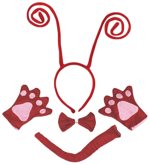 Petitebella DIY Creative Headband Bowtie Tail Gloves Children 4pc Costume (Red, 1-4year)