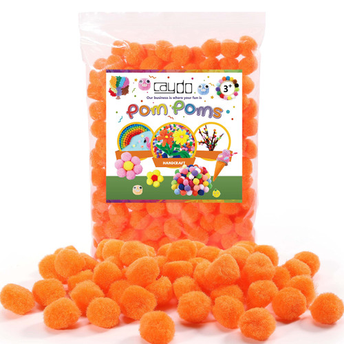 Caydo 200 Pieces Orange Pom Poms, 1 Inch Craft Pom Poms for Hobby Supplies and DIY Creative Crafts Decorations Caydo 200 Pieces Orange Pom Poms, 1 Inch Craft Pom Poms for Hobby Supplies and DIY Creative Crafts Decorations