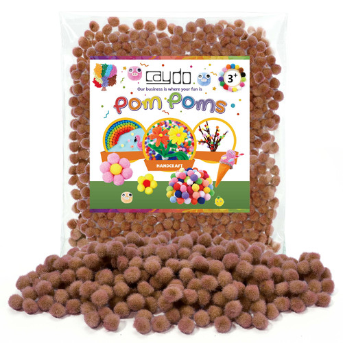 Caydo 500 Pieces 1cm Brown Pom Poms, Mini Craft Pom Poms Balls for DIY Art Creative Crafts Decorations