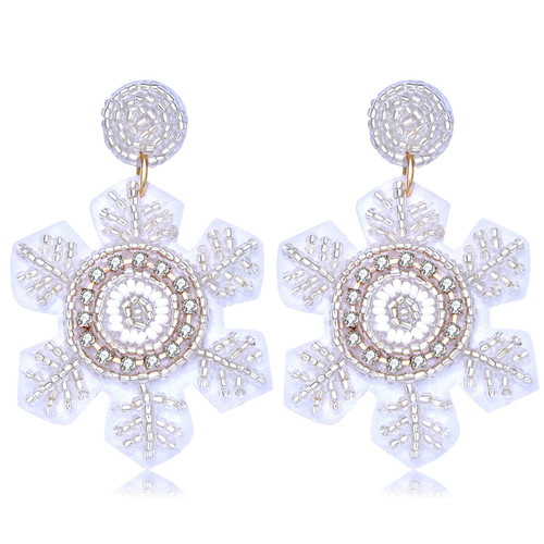 Christmas Holiday Earrings for Women Beaded Snowflake Earrings Handmade Rhinestone Snowflake Drop Dangle Earrings Holiday Accessories Christmas Jewelry Gifts (Snowflake White) Christmas Holiday Earrings for Women Beaded Snowflake Earrings Handmade Rhinestone Snowflake Drop Dangle Earrings Holiday Accessories Christmas Jewelry Gifts (Snowflake White)