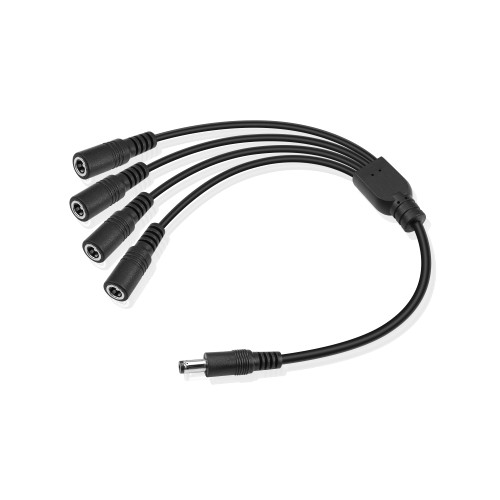 GINTOOYUN DC Power Y Splitter Cable?1 Male to 4 Female DC5.5mm X 2.1mm Splitter Cable Adapter for CCTV Surveillance Cameras, Routers,DVR,and LED(1 to 4 Way)