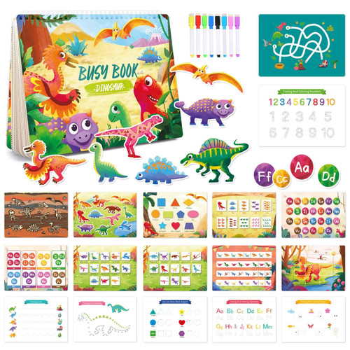 Dinosaur Montessori Busy Book Learning Toys for 3 4 5 Year Old Toddler - Kids Preschool Learning Activities 10 Themes Activity Binder Early Educational Autism Sensory Travel Toys Gifts for Boys Girls Dinosaur Montessori Busy Book Learning Toys for 3 4 5 Year Old Toddler - Kids Preschool Learning Activities 10 Themes Activity Binder Early Educational Autism Sensory Travel Toys Gifts for Boys Girls