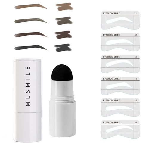 ANHOME Step Brow Stamp & Eyebrow Stamp Stencil Kit - 1 Step Eyebrow Stamp and Shaping Kit for Perfect Brow, 6 Brow Stamp Stencils Kit, Long-lasting, Waterproof (DARK BROWN), AN2197, 7 Piece Set