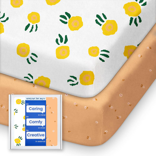 Playyard Sheets Fitted, TotBasic Snuggly Soft Pack and Play Sheets, Premium Jersey Cotton Playpen Mattress Sheets for Graco and Baby Trend Playard, Pack N Play Crib Sheet for Playard Bedding