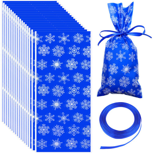 100 Pieces Winter Snowflake Bags Cellophane Holiday Treat Bags Snowflake Cookie Cellophane Bags With Ribbon for Winter Holiday Party Supplies (Blue Bag with Blue Ribbon) 100 Pieces Winter Snowflake Bags Cellophane Holiday Treat Bags Snowflake Cookie Cellophane Bags With Ribbon for Winter Holiday Party Supplies (Blue Bag with Blue Ribbon)