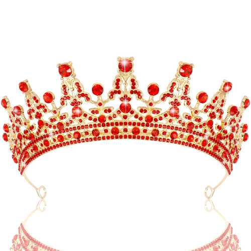 TOBATOBA Red Tiara Red Crown Queen of Hearts Crown, Gothic Red Crown Princess Tiara for Bride, Queen of Hearts Costume Women, Crystal Wedding Tiara for Women, Quinceanera Birthday Pageant Halloween