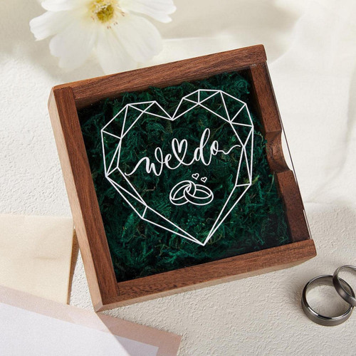 AW BRIDAL Acrylic Wedding Ring Box Engagement Ring Box Walnut Wood Ring Bearer Box Holder Gift for Ceremony Wedding Proposal