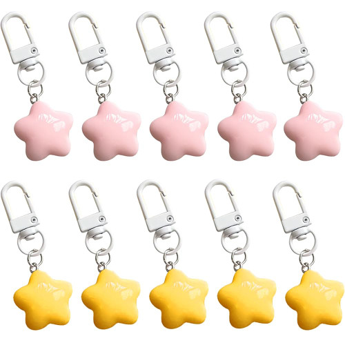 10pcs Chubby Star Key Chains for Car Keys Star Keychain Accessories Cute Keychains for Women Bag Charm Backpack Charms Key Ring Car Key Chain Small Key Rings Snap Keyrings Kawaii Keyring Kids Gifts