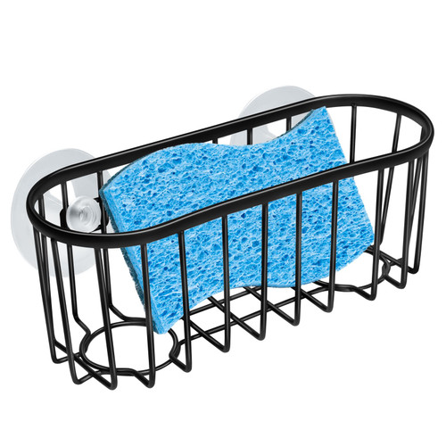 HLOOL Kitchen Sink Sponge Holder, Kitchen Sink Caddy, Sponge Holder for Kitchen Sink, Dish Sponge Holder (Black)