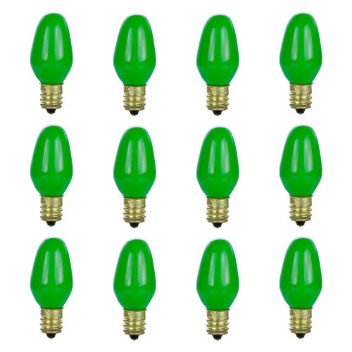 Sunlite 01056 7C7 Incandescent Bulb, 7 Watt, Candelabra E12 Base, C7 Small Night Light, Colored Bulb, Green, 12 Count Sunlite 01056 7C7 Incandescent Bulb, 7 Watt, Candelabra E12 Base, C7 Small Night Light, Colored Bulb, Green, 12 Count